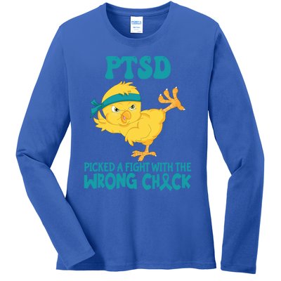 Ptsd Awareness Month Ptsd Picked A Fight The Wrong Chick Gift Ladies Long Sleeve Shirt