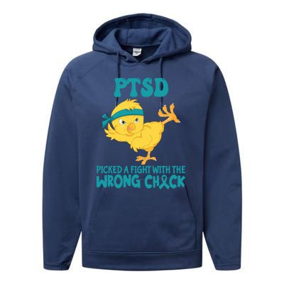 Ptsd Awareness Month Ptsd Picked A Fight The Wrong Chick Gift Performance Fleece Hoodie