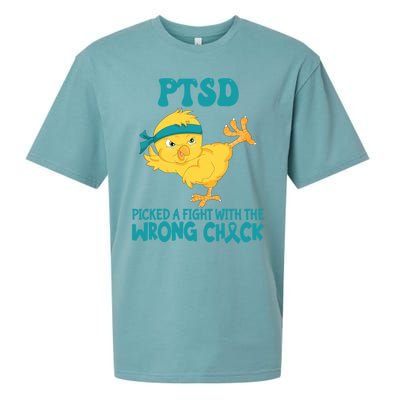 Ptsd Awareness Month Ptsd Picked A Fight The Wrong Chick Gift Sueded Cloud Jersey T-Shirt