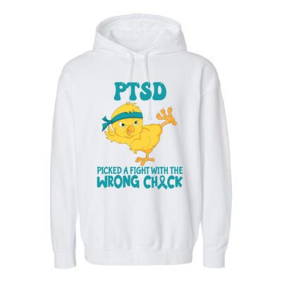 Ptsd Awareness Month Ptsd Picked A Fight The Wrong Chick Gift Garment-Dyed Fleece Hoodie