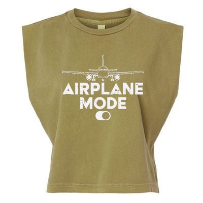 Pilot Airplane Mode On Funny Aviation Aviator Garment-Dyed Women's Muscle Tee