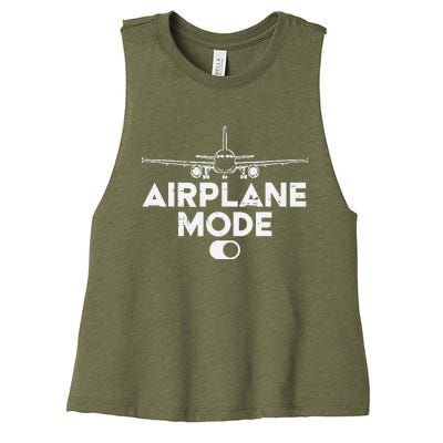 Pilot Airplane Mode On Funny Aviation Aviator Women's Racerback Cropped Tank