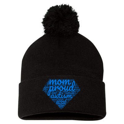Proud Autism Mom Pom Pom 12in Knit Beanie