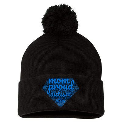 Proud Autism Mom Pom Pom 12in Knit Beanie