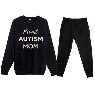 Proud Autism Mom Autistic Awareness Rainbow Color Hands Premium Crewneck Sweatsuit Set