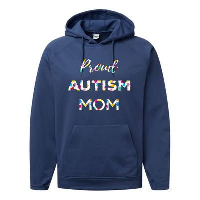 Proud Autism Mom Autistic Awareness Rainbow Color Hands Performance Fleece Hoodie