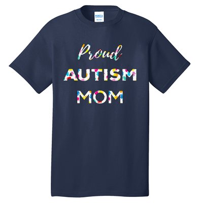 Proud Autism Mom Autistic Awareness Rainbow Color Hands Tall T-Shirt