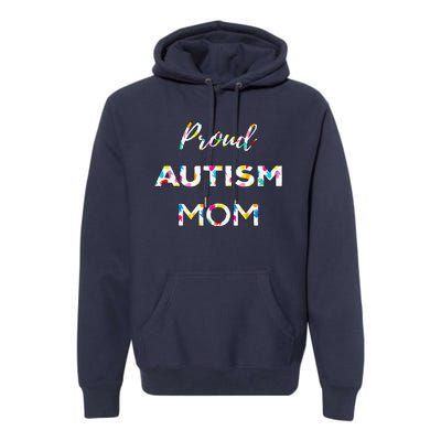 Proud Autism Mom Autistic Awareness Rainbow Color Hands Premium Hoodie