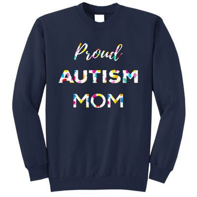 Proud Autism Mom Autistic Awareness Rainbow Color Hands Tall Sweatshirt