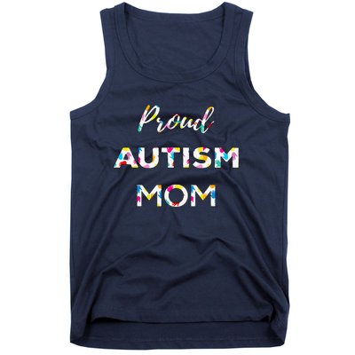 Proud Autism Mom Autistic Awareness Rainbow Color Hands Tank Top