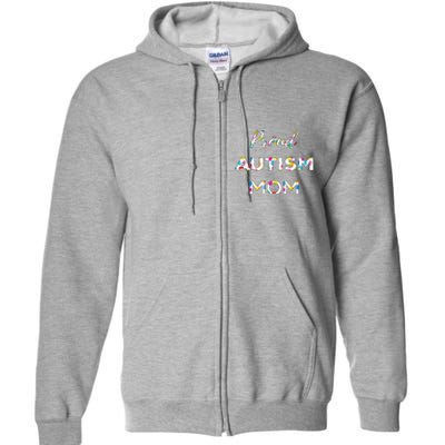 Proud Autism Mom Autistic Awareness Rainbow Color Hands Full Zip Hoodie