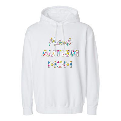 Proud Autism Mom Autistic Awareness Rainbow Color Hands Garment-Dyed Fleece Hoodie