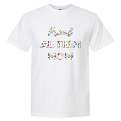 Proud Autism Mom Autistic Awareness Rainbow Color Hands Garment-Dyed Heavyweight T-Shirt