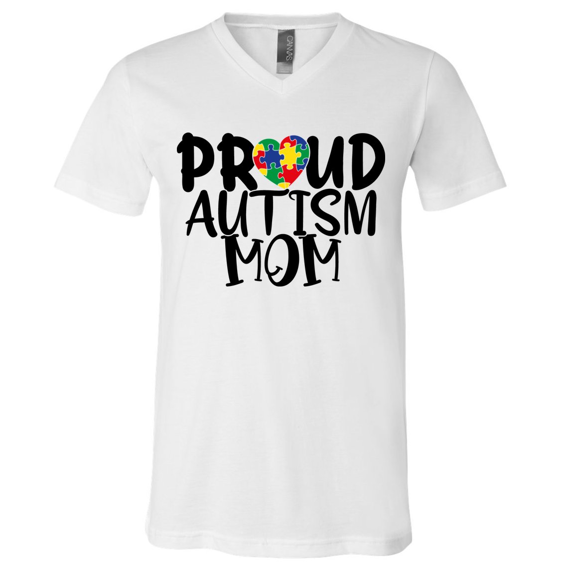 Proud Autism Mom Cute Autism Awareness Gift V-Neck T-Shirt