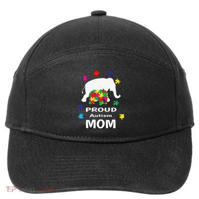 Proud Autism Mom Elephant Autism Awareness 7-Panel Snapback Hat