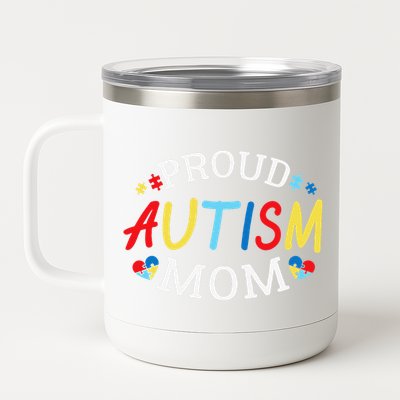 Proud Autism Mom Autism Awareness Mom Gift 12 oz Stainless Steel Tumbler Cup