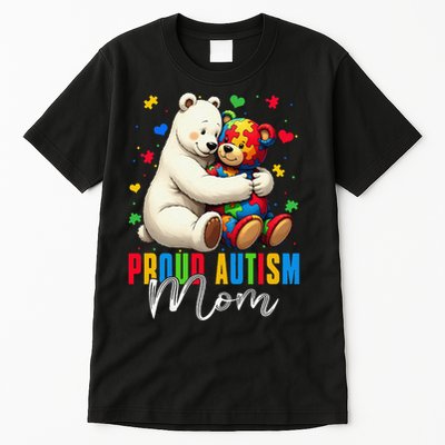 Proud Autism Mom Bear Autism Awareness Autistic Son Daughter Tall T-Shirt