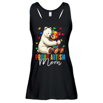 Proud Autism Mom Bear Autism Awareness Autistic Son Daughter Ladies Essential Flowy Tank