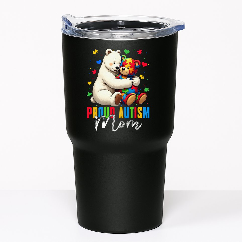 Proud Autism Mom Bear Autism Awareness Autistic Son Daughter Tumbler