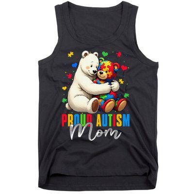 Proud Autism Mom Bear Autism Awareness Autistic Son Daughter Tank Top