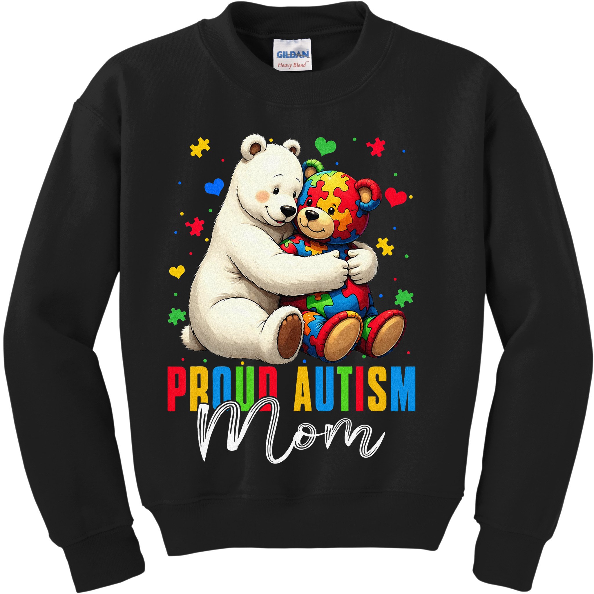 Proud Autism Mom Bear Autism Awareness Autistic Son Daughter Kids Sweatshirt