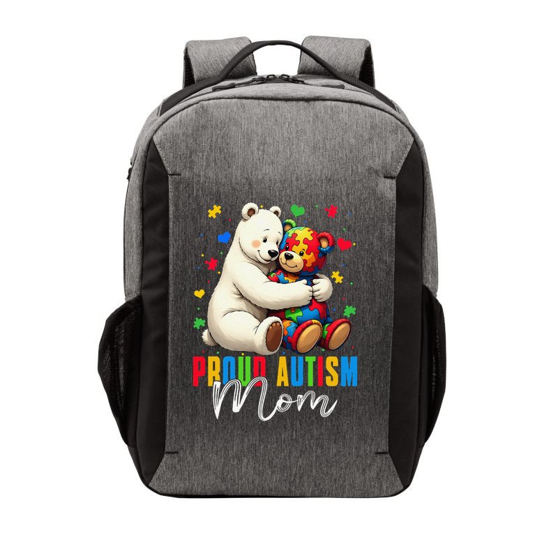 Proud Autism Mom Bear Autism Awareness Autistic Son Daughter Vector Backpack