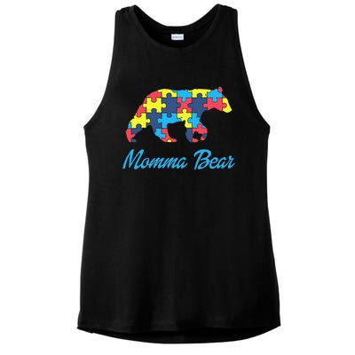 Proud Autism Momma Awareness Support Ladies PosiCharge Tri-Blend Wicking Tank