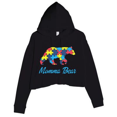 Proud Autism Momma Awareness Support Crop Fleece Hoodie