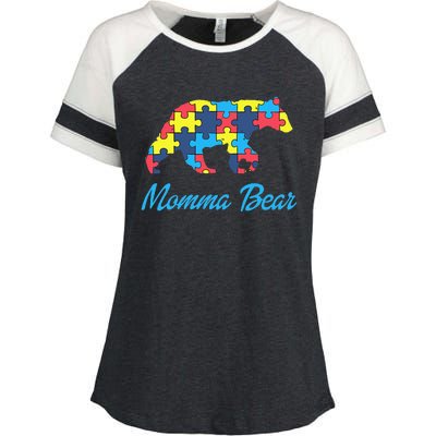 Proud Autism Momma Awareness Support Enza Ladies Jersey Colorblock Tee