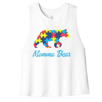 Proud Autism Momma Awareness Support Women's Racerback Cropped Tank