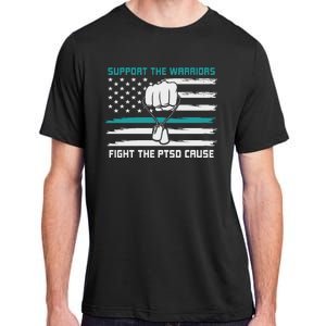 PTSD Awareness Military Teal Ribbon Usa Flag Adult ChromaSoft Performance T-Shirt