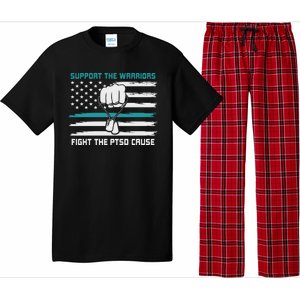 PTSD Awareness Military Teal Ribbon Usa Flag Pajama Set