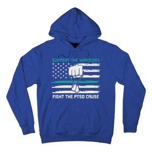 PTSD Awareness Military Teal Ribbon Usa Flag Hoodie