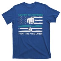 PTSD Awareness Military Teal Ribbon Usa Flag T-Shirt