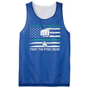 PTSD Awareness Military Teal Ribbon Usa Flag Mesh Reversible Basketball Jersey Tank