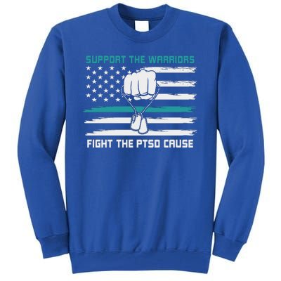 PTSD Awareness Military Teal Ribbon Usa Flag Tall Sweatshirt