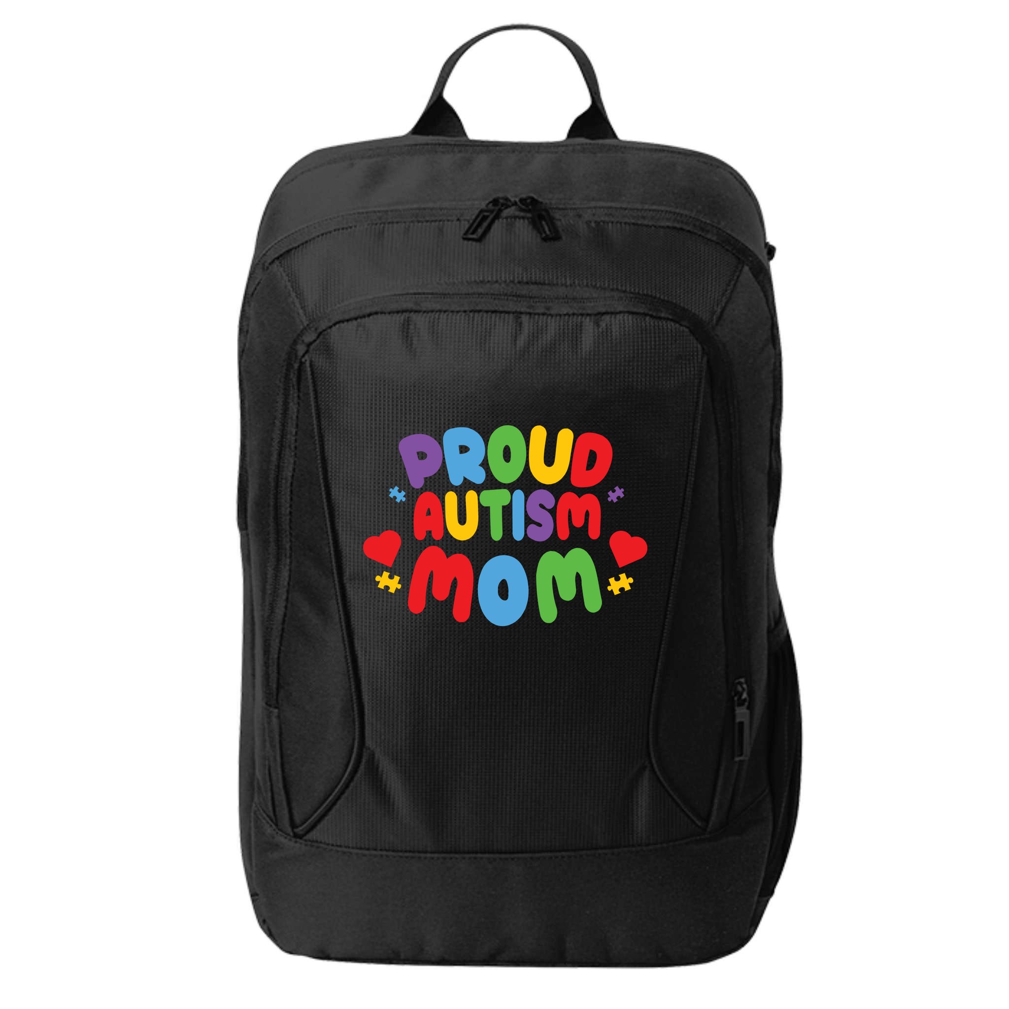 Proud Autism Mom Colorful Awareness City Backpack