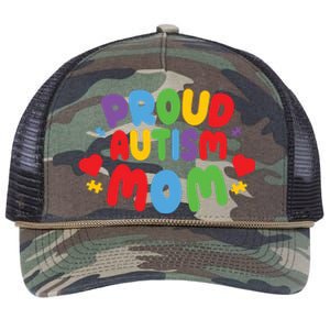 Proud Autism Mom Colorful Awareness Retro Rope Trucker Hat Cap