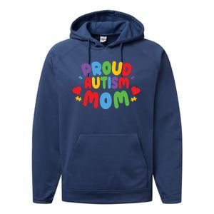 Proud Autism Mom Colorful Awareness Performance Fleece Hoodie