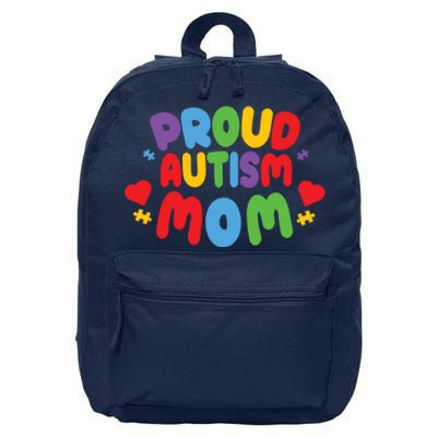 Proud Autism Mom Colorful Awareness 16 in Basic Backpack