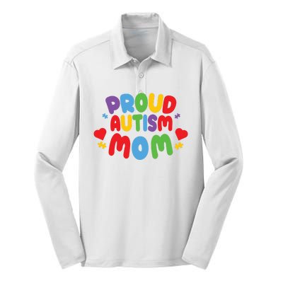 Proud Autism Mom Colorful Awareness Silk Touch Performance Long Sleeve Polo