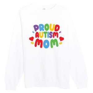 Proud Autism Mom Colorful Awareness Premium Crewneck Sweatshirt