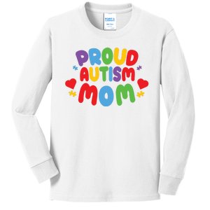 Proud Autism Mom Colorful Awareness Kids Long Sleeve Shirt