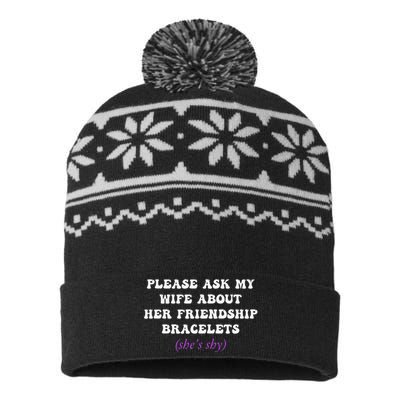 Please Ask My Wife About Her Friendship Bracelets USA-Made Snowflake Beanie