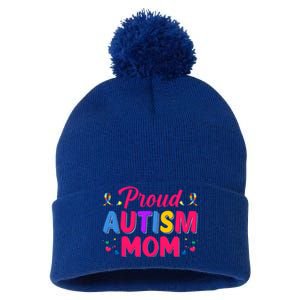 Proud Autism Mom Gift Pom Pom 12in Knit Beanie