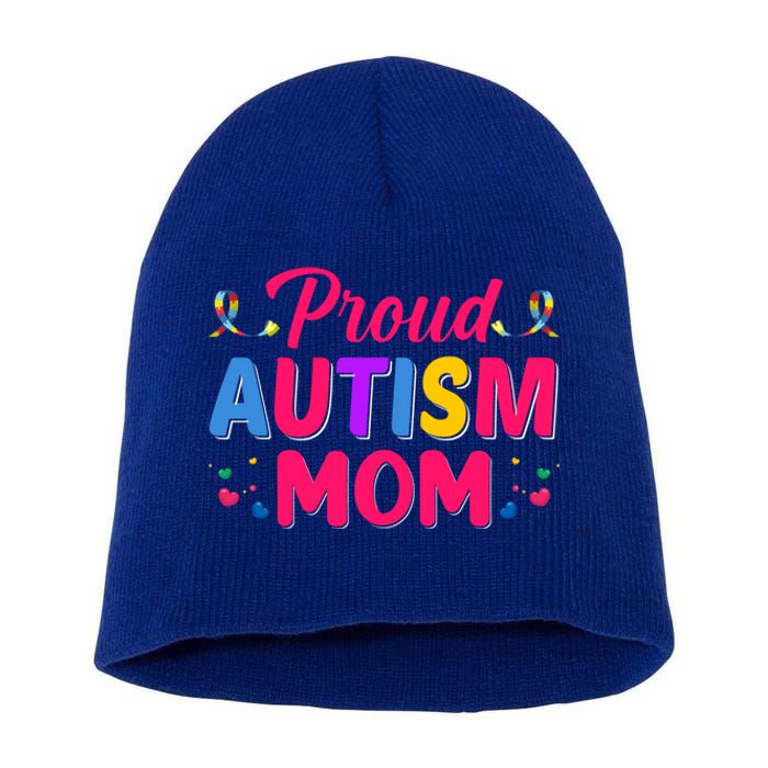 Proud Autism Mom Gift Short Acrylic Beanie