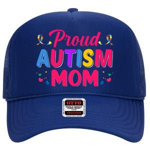 Proud Autism Mom Gift High Crown Mesh Back Trucker Hat