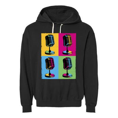 Pop Art Microphone Music Garment-Dyed Fleece Hoodie