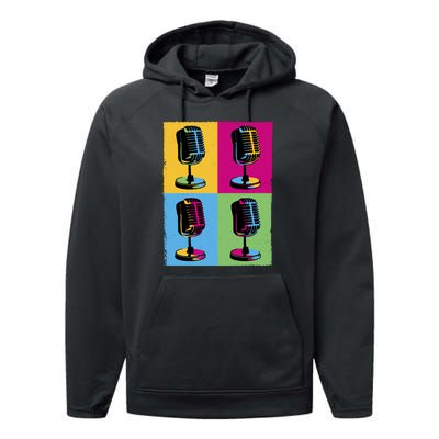 Pop Art Microphone Music Performance Fleece Hoodie