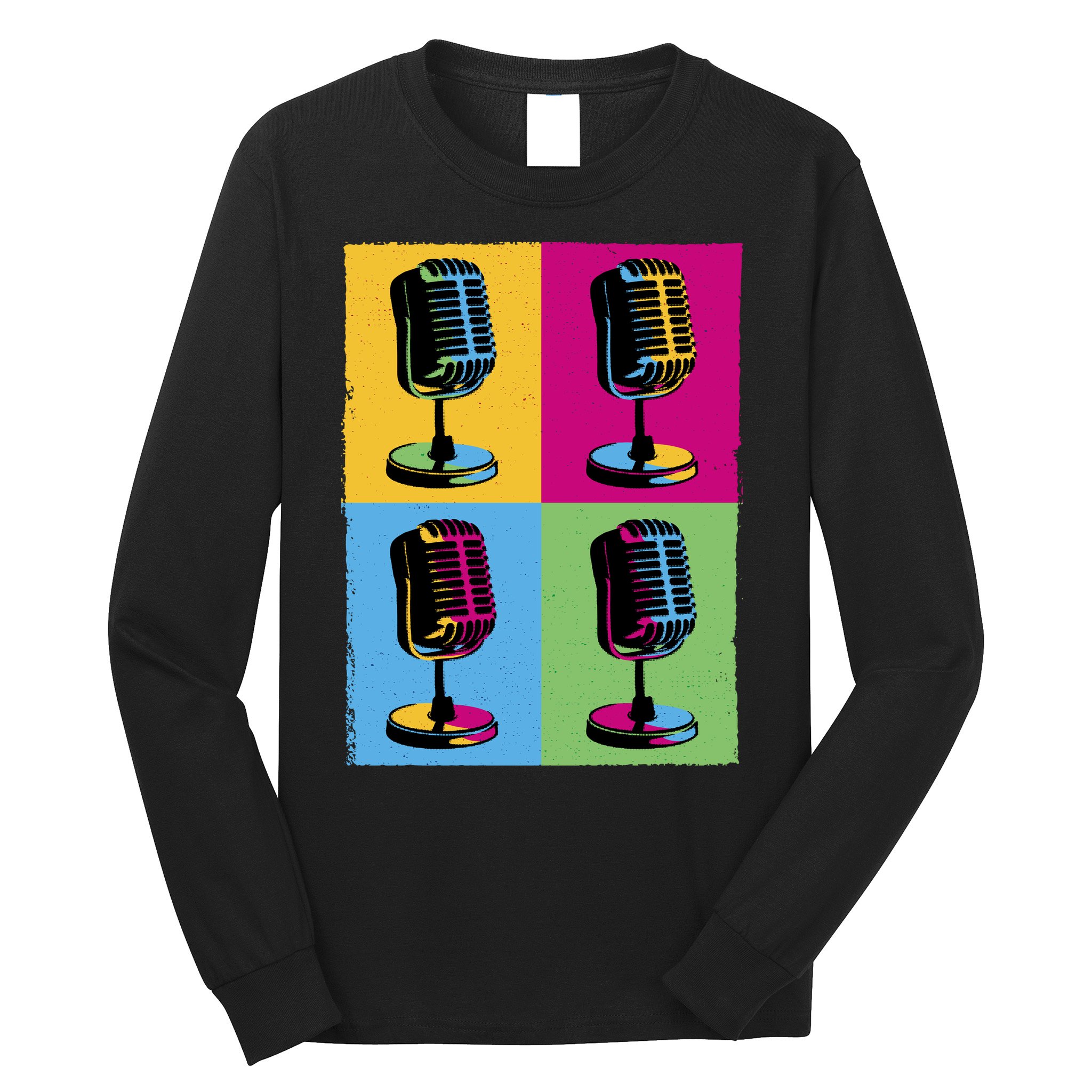 Pop Art Microphone Music Long Sleeve Shirt